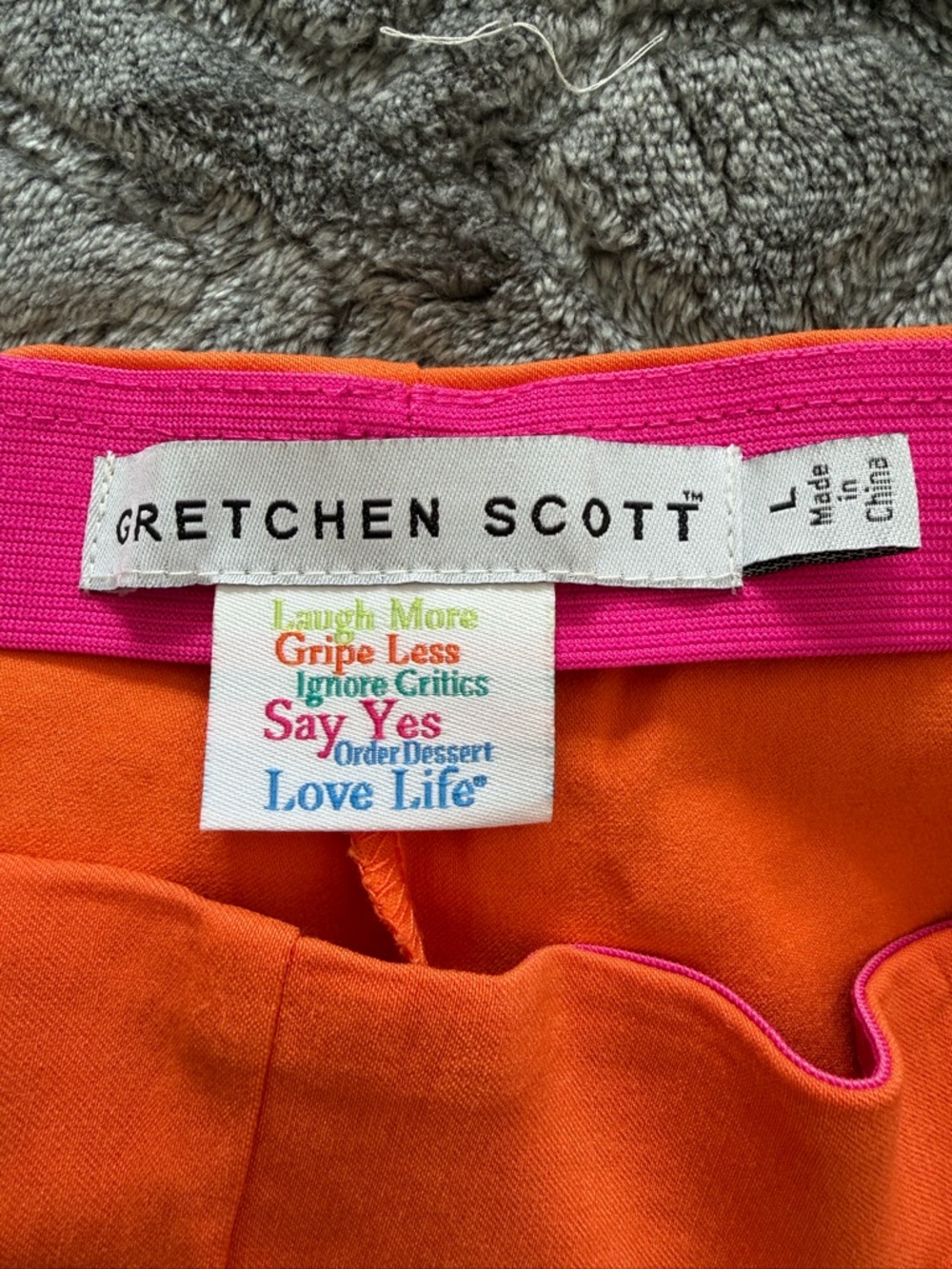 Gretchen Scott Gripeless Pull on Pants Ankle Straight Leg Orange Tangerine Large - Picture 7 of 8